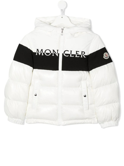 Shop Moncler Kids White Laotari Puffer Jacket