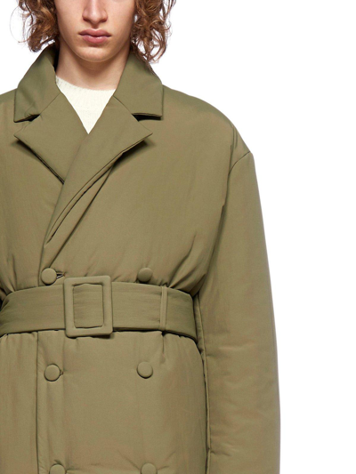Shop Off-white Padded Belted Waist Coat In Green
