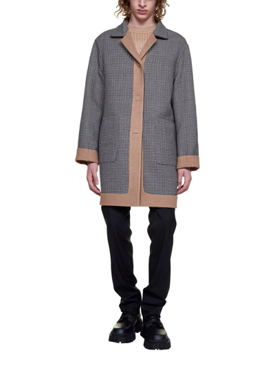 Shop Fendi Single-breasted Reversible Coat In Brown