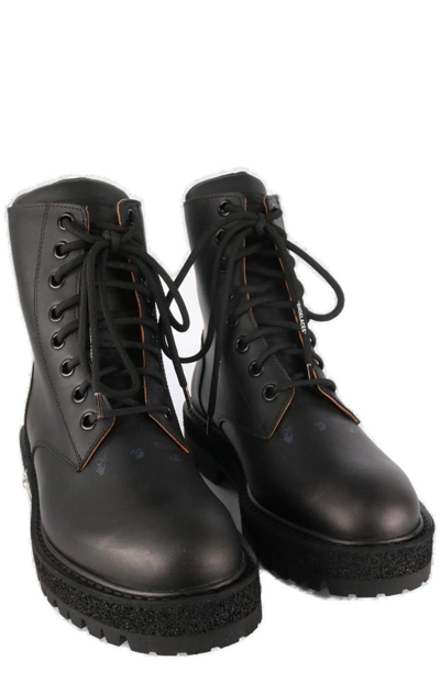 Shop Off-white Metallic-detail Combat Boots In Black