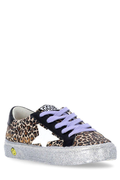 Shop Golden Goose May Leopard Print Sneakers In Beige