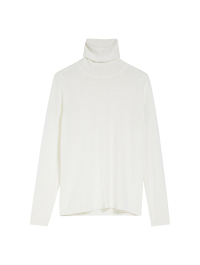 Shop Max Mara Turtleneck Long-sleeved Top In Bianco Ottico