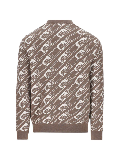 Shop Fendi All-over Olock Motif Crewneck Sweater