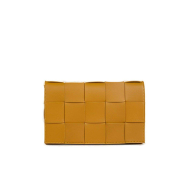 Shop Bottega Veneta Cassette Shoulder Bag In Cob Gold
