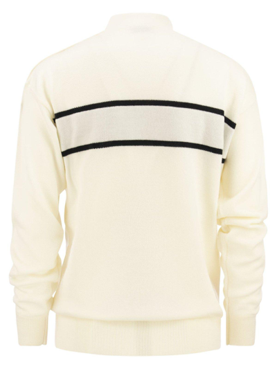 Shop Moncler Logo Intarsia Turtleneck Sweater