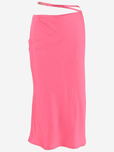 Shop Jacquemus High-waisted Strap-detailed Skirt In Pink