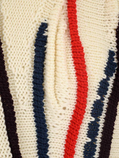 Shop Golden Goose Striped Knit Sweater In White