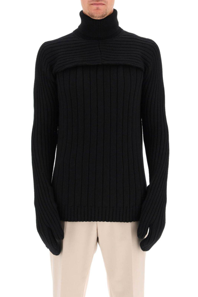 Shop Fendi Turtleneck Rib-knit Sweater In Black