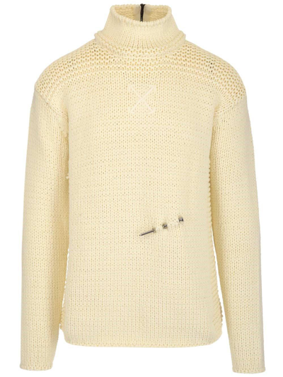 Shop Off-white Nail-embellished Ribbed Sweater In White
