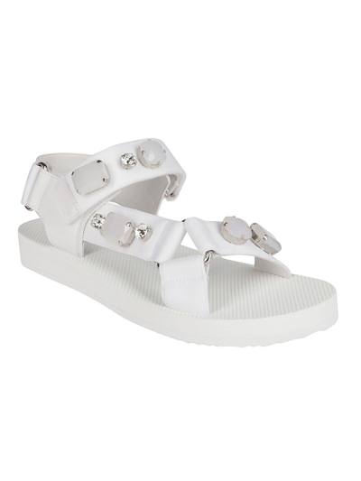 Shop Car Shoe Crystal-embellished Strapped Sandals In White