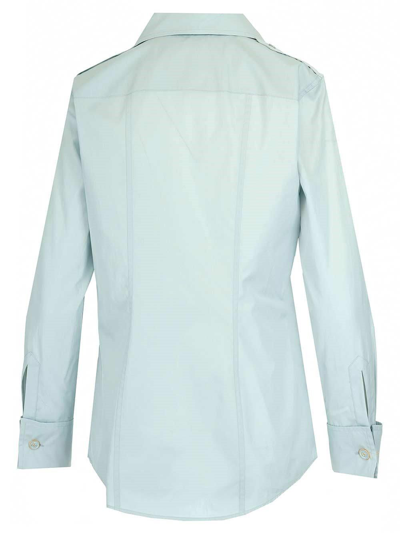 Shop Gucci Pointed Collar Buttoned Shirt In Light Blue