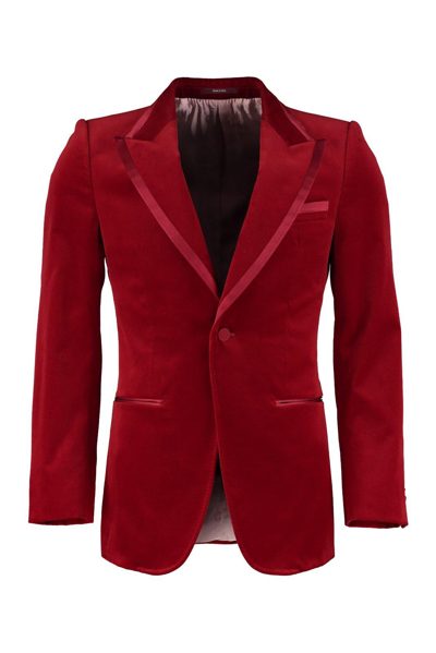 Shop Gucci Stretch Single-breasted Blazer In Red