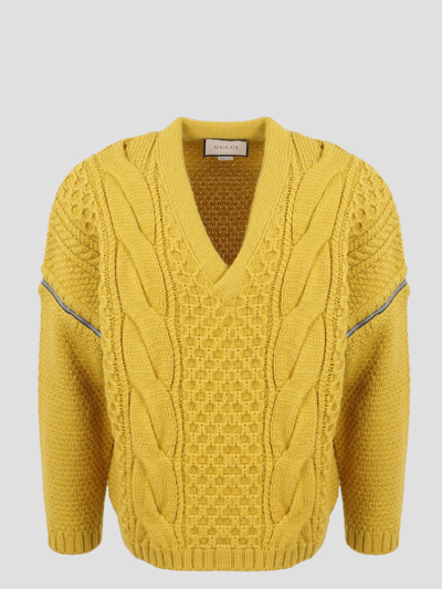 Shop Gucci Removable Sleeves Pullover In Yellow