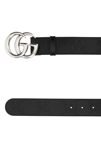 Shop Gucci Gg Marmont Embossed Belt In Nero.