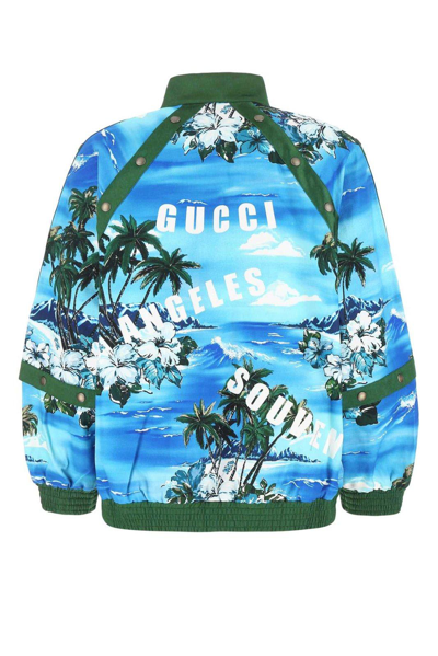 Shop Gucci Graphic Printed Long-sleeved Jacket In Blu/verde
