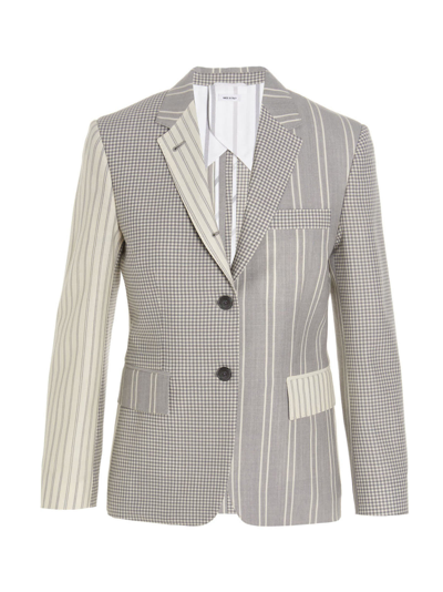 Shop Thom Browne Patchwork Blazer Jacket In Grey