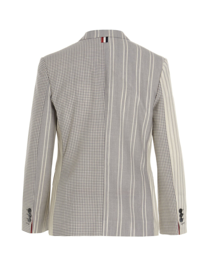 Shop Thom Browne Patchwork Blazer Jacket In Grey