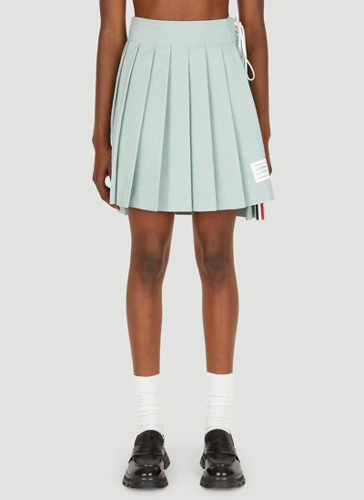 Shop Thom Browne Striped Pleated Mini Skirt In Navy