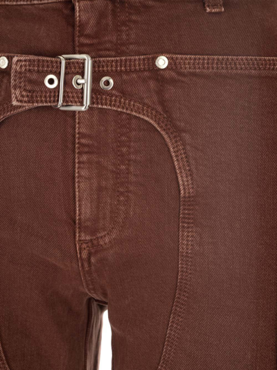 Shop Stella Mccartney Logo Patch Cropped Denim Jeans In Brown