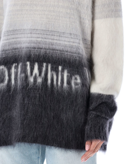 Shop Off-white Mohair Helvetica Logo Crewneck Sweater In White Black
