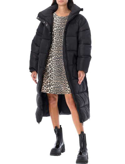 Shop Ganni Oversized Tech Puffer Coat In Phantom Black