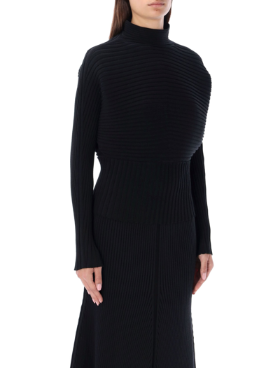 Shop Tory Burch Ribbed Dolman Sleeve Sweater In Black