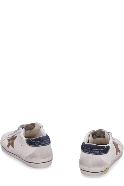 Shop Golden Goose Super-star Lace-up Sneakers In White Cuoio Blue