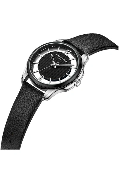 Shop Kenneth Cole Transparency Leather Strap Watch, 42mm In Black
