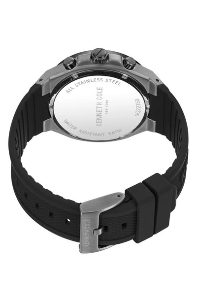 Shop Kenneth Cole Dress Sport Chronograph Silicone Strap Watch, 43.5mm In Black