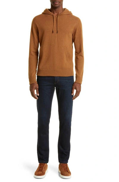 Zegna Drawstring Knitted Cashmere Hoodie In Vicuna