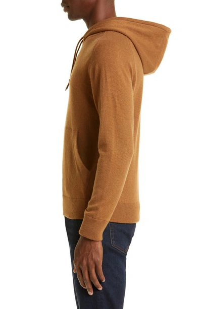 Zegna Drawstring Knitted Cashmere Hoodie In Vicuna