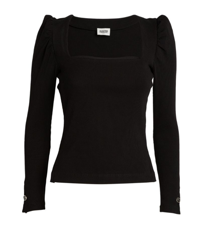 Shop Claudie Pierlot Ribbed Long-sleeved Top In Black