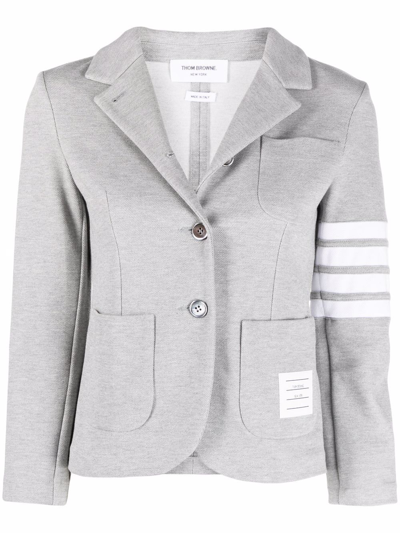 Shop Thom Browne 4-bar Cotton Sport Coat In Grey