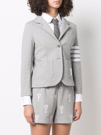 Shop Thom Browne 4-bar Cotton Sport Coat In Grey
