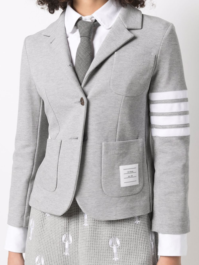 Shop Thom Browne 4-bar Cotton Sport Coat In Grey