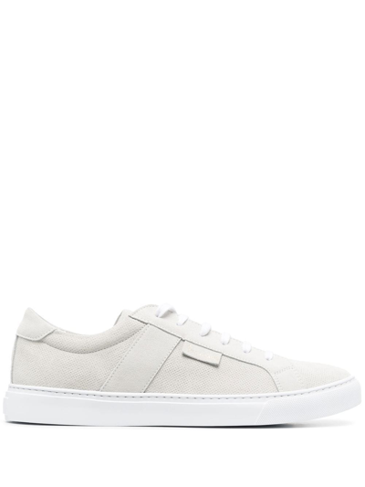 Shop Billionaire Low Top Leather Sneakers In Neutrals