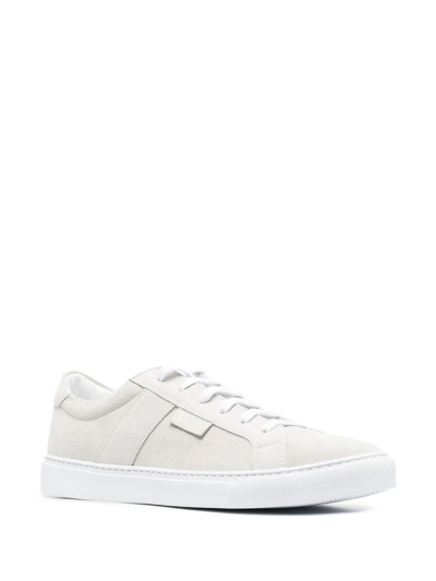 Shop Billionaire Low Top Leather Sneakers In Neutrals