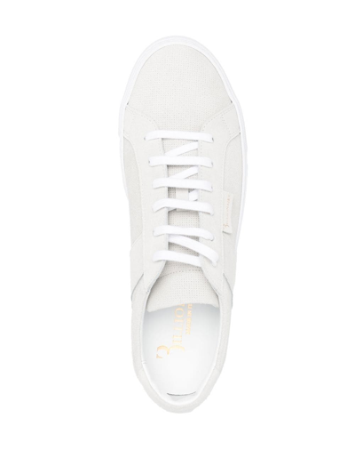 Shop Billionaire Low Top Leather Sneakers In Neutrals