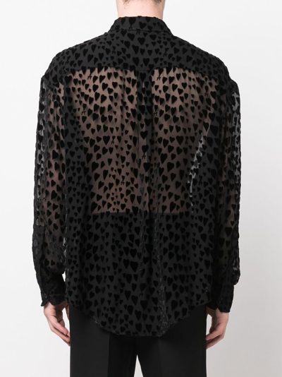 Shop Ami Alexandre Mattiussi Semi-sheer Heart-print Shirt In Black