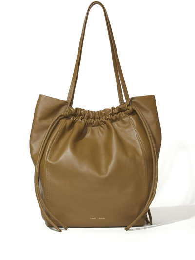 Shop Proenza Schouler Drawstring Leather Tote In Brown