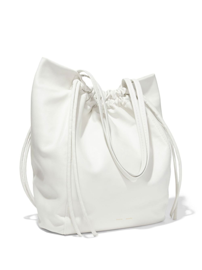 Proenza Schouler Drawstring Calf Leather Tote Bag In White
