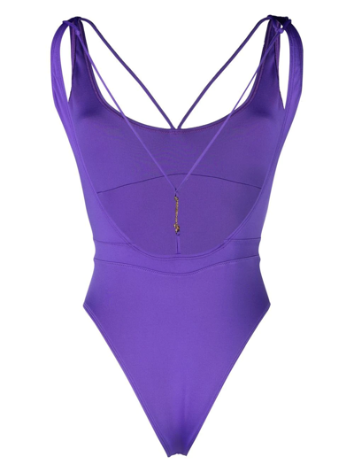 Shop Jacquemus Le Bas De Maillot Signature Swimsuit In Purple