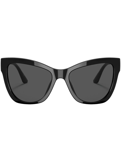 Shop Versace La Greca Cat-eye Sunglasses In Schwarz