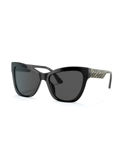 Shop Versace La Greca Cat-eye Sunglasses In Schwarz