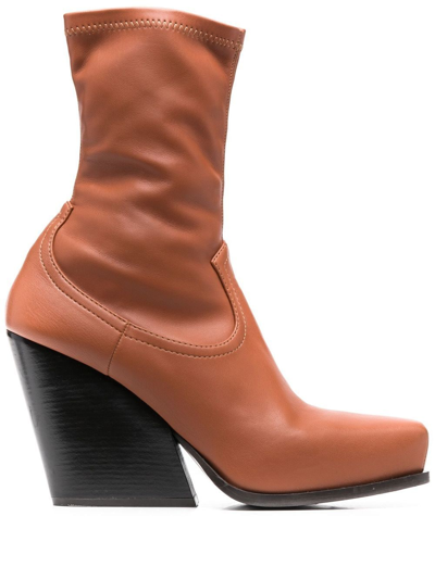 Shop Stella Mccartney Cowboy Stretch Ankle Boots In Brown