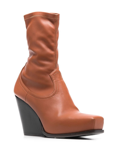 Stella Mccartney Cowboy Stretch Ankle Boots In Brown