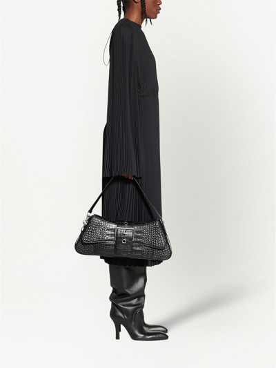 Shop Balenciaga Fully-pleated Midi Dress In Schwarz