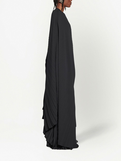 Shop Balenciaga High-low Hem Pleated Dress In Schwarz
