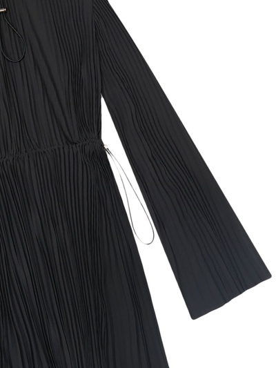Balenciaga Pleated Drawcord Crepe Midi Dress In Schwarz