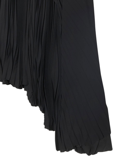 Shop Balenciaga High-low Hem Pleated Dress In Schwarz